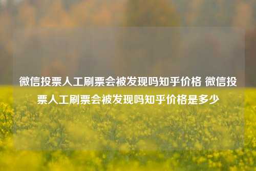 微信投票人工刷票会被发现吗知乎价格 微信投票人工刷票会被发现吗知乎价格是多少