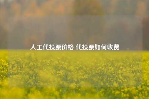 人工代投票价格 代投票如何收费