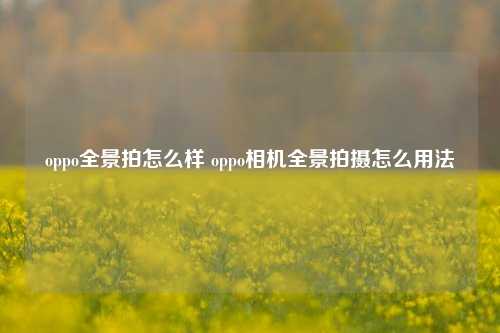 oppo全景拍怎么样 oppo相机全景拍摄怎么用法