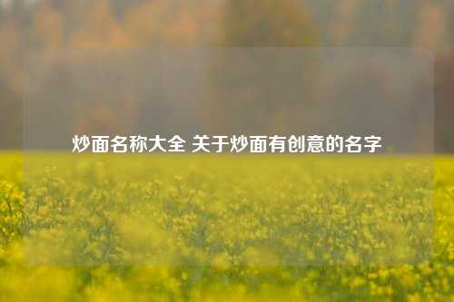 炒面名称大全 关于炒面有创意的名字