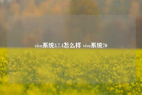 vivo系统3.7.4怎么样 vivo系统70