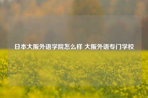 日本大阪外语学院怎么样 大阪外语专门学校