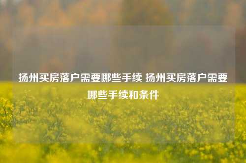 扬州买房落户需要哪些手续 扬州买房落户需要哪些手续和条件