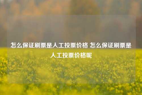 怎么保证刷票是人工投票价格 怎么保证刷票是人工投票价格呢