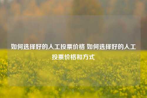 如何选择好的人工投票价格 如何选择好的人工投票价格和方式