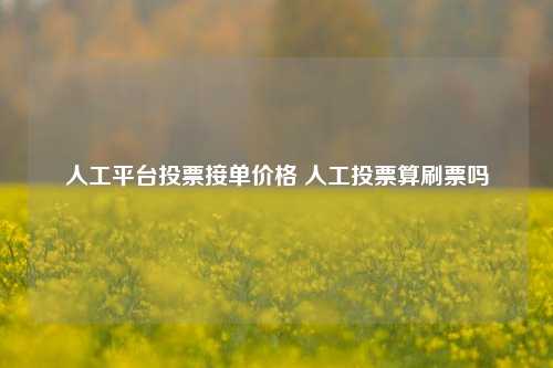 人工平台投票接单价格 人工投票算刷票吗