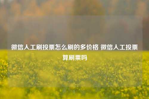 微信人工刷投票怎么刷的多价格 微信人工投票算刷票吗